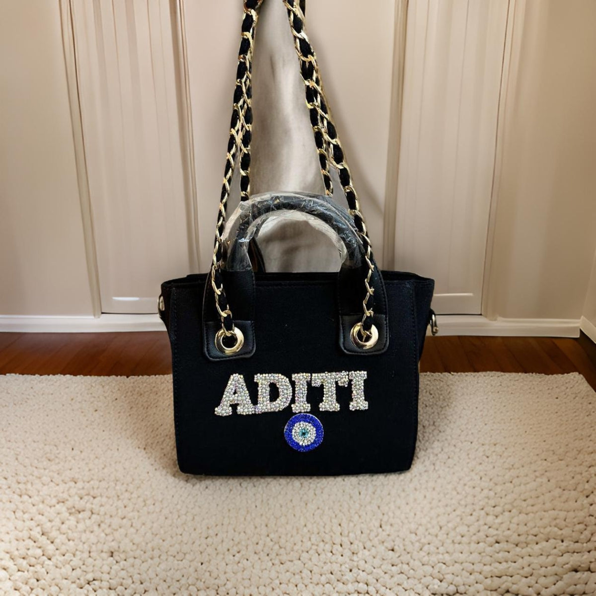 Black Canvas Premium Mini Tote Customized Bag For Women