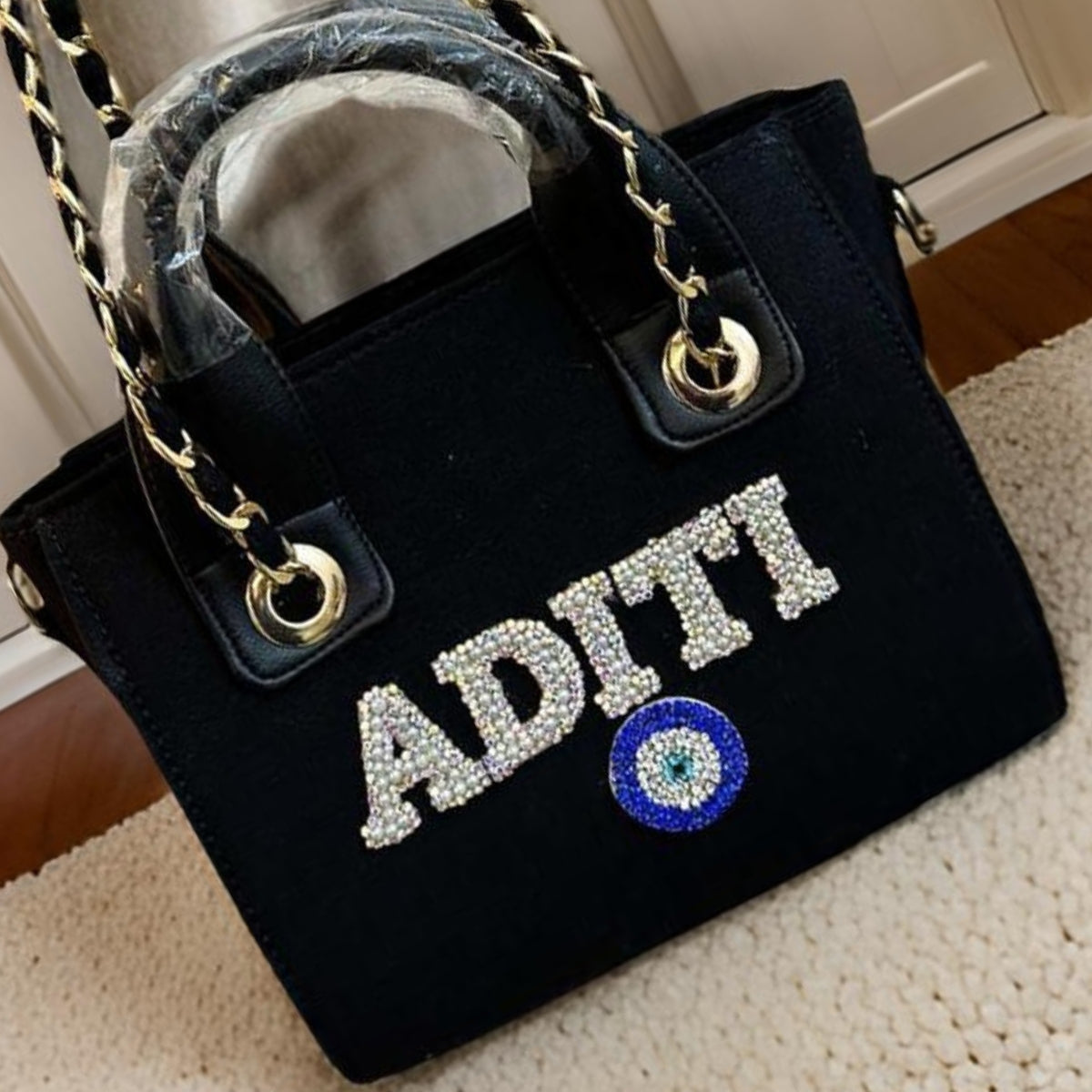 Black Canvas Premium Mini Tote Customized Bag For Women
