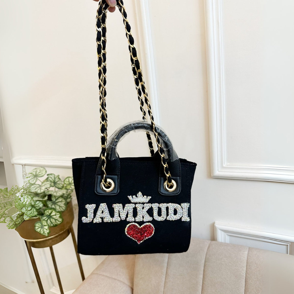 Black Canvas Premium Mini Tote Customized Bag For Women