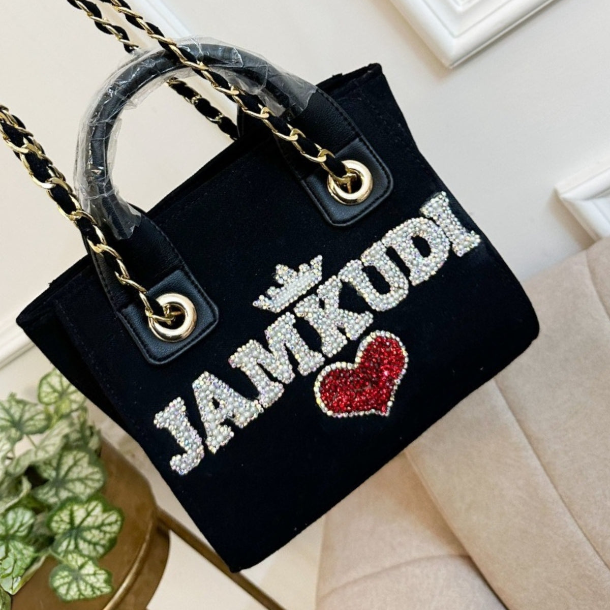Black Canvas Premium Mini Tote Customized Bag For Women