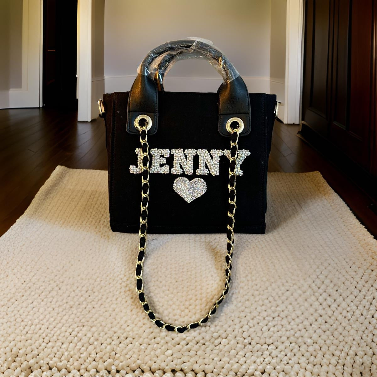 Black Canvas Premium Mini Tote Customized Bag For Women