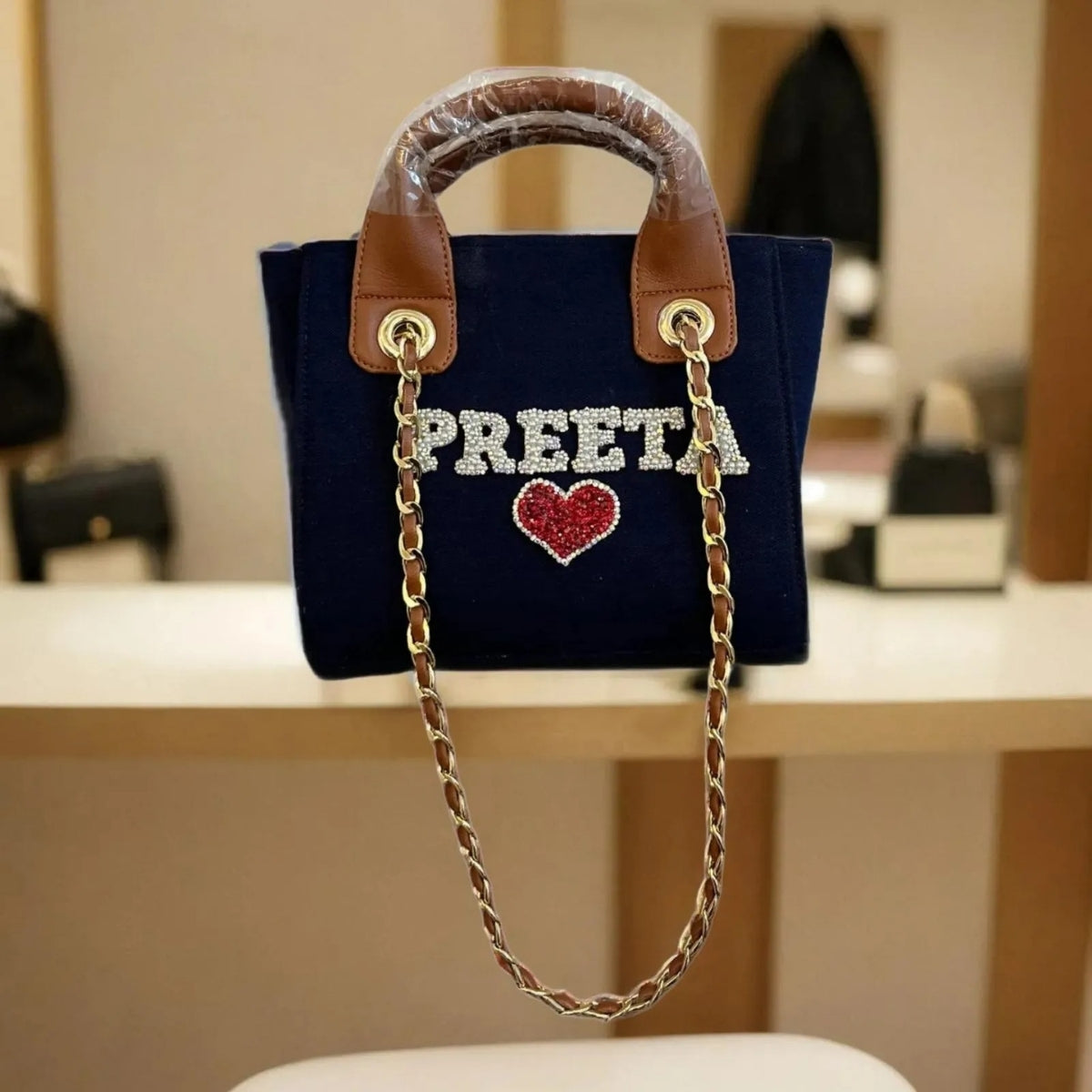 Nivel Navy Blue Mini Tote Customized Scarlet Tote Bag For Women