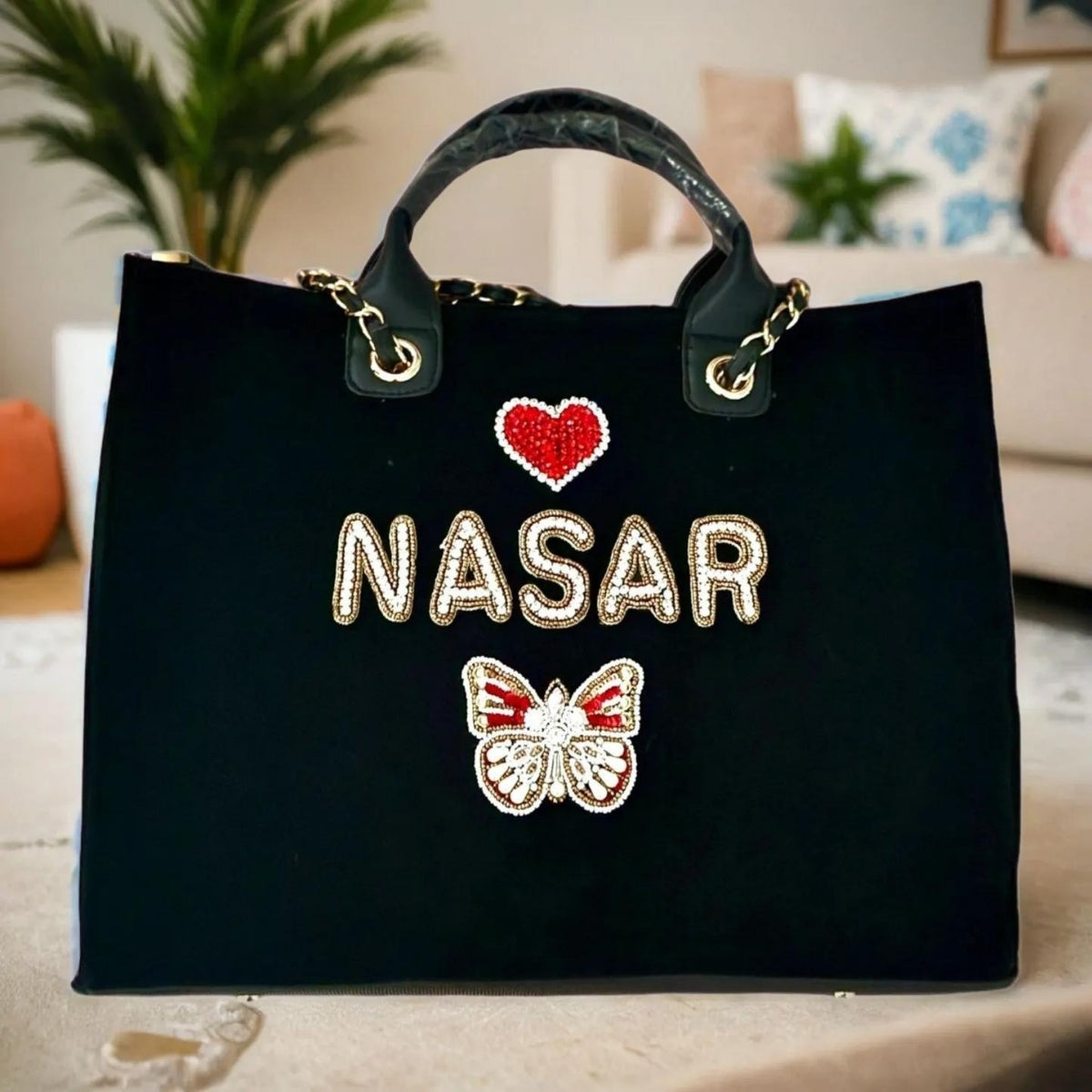 Nivel Premium Canvas Customised Tote Bag For Women (Black)