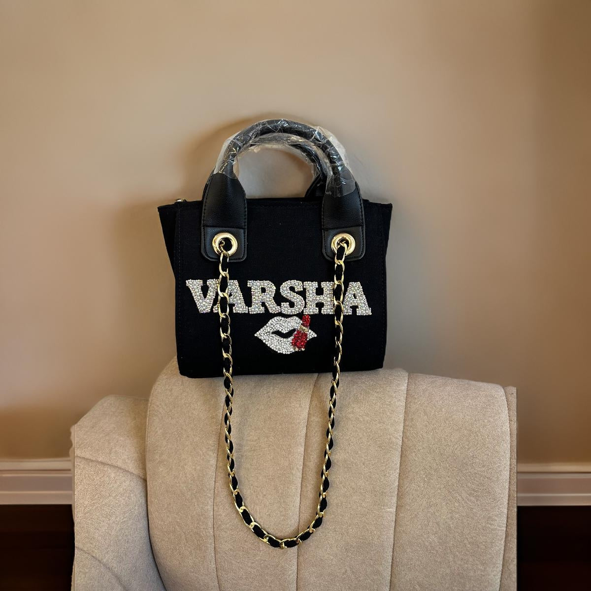 Black Canvas Premium Mini Tote Customized Bag For Women