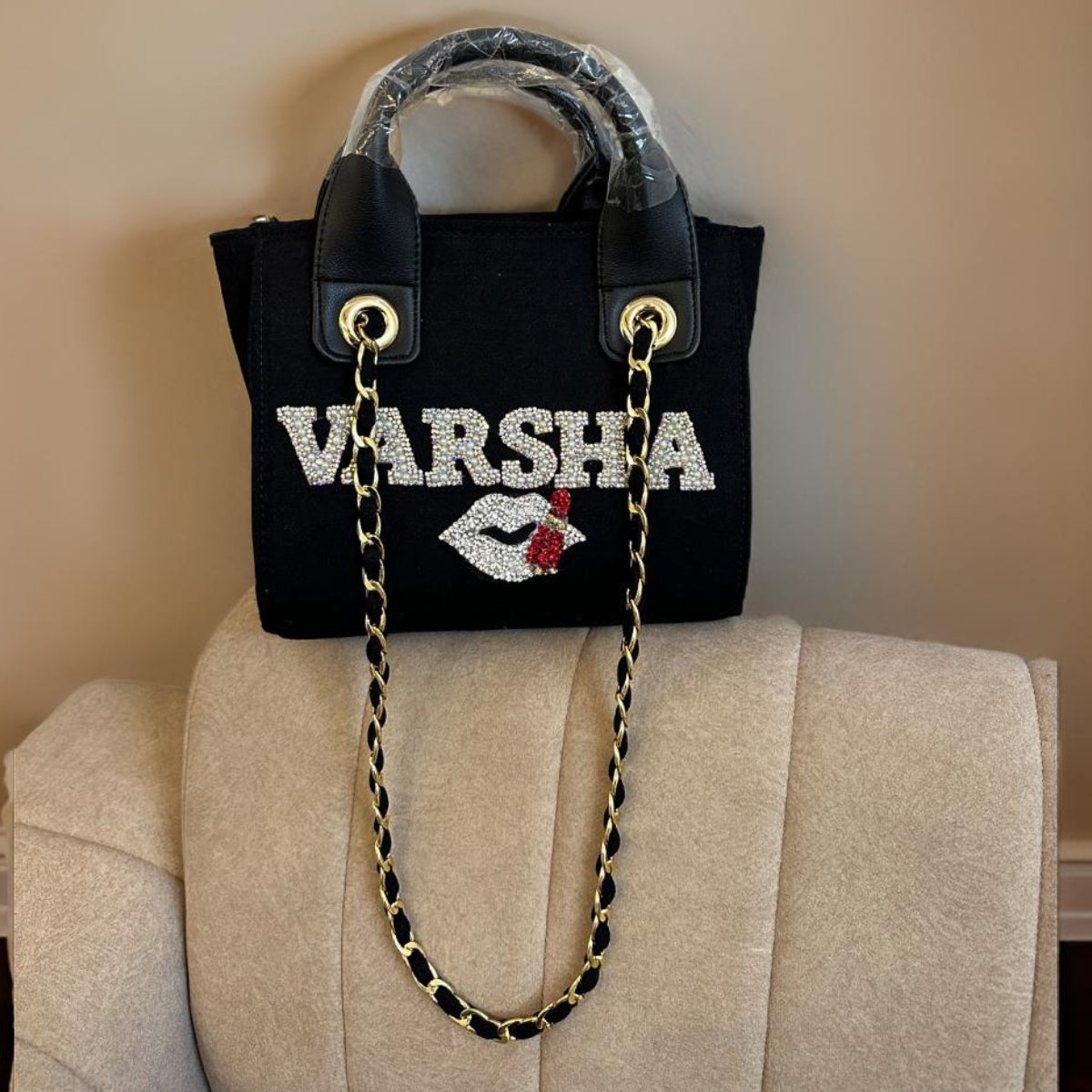 Black Canvas Premium Mini Tote Customized Bag For Women