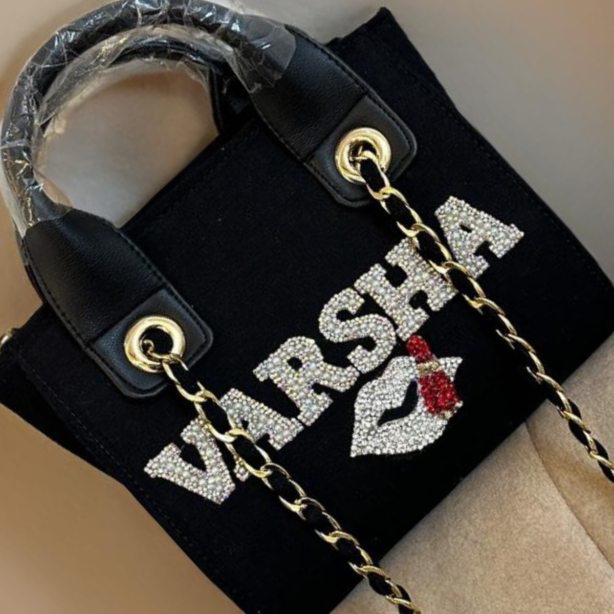 Black Canvas Premium Mini Tote Customized Bag For Women