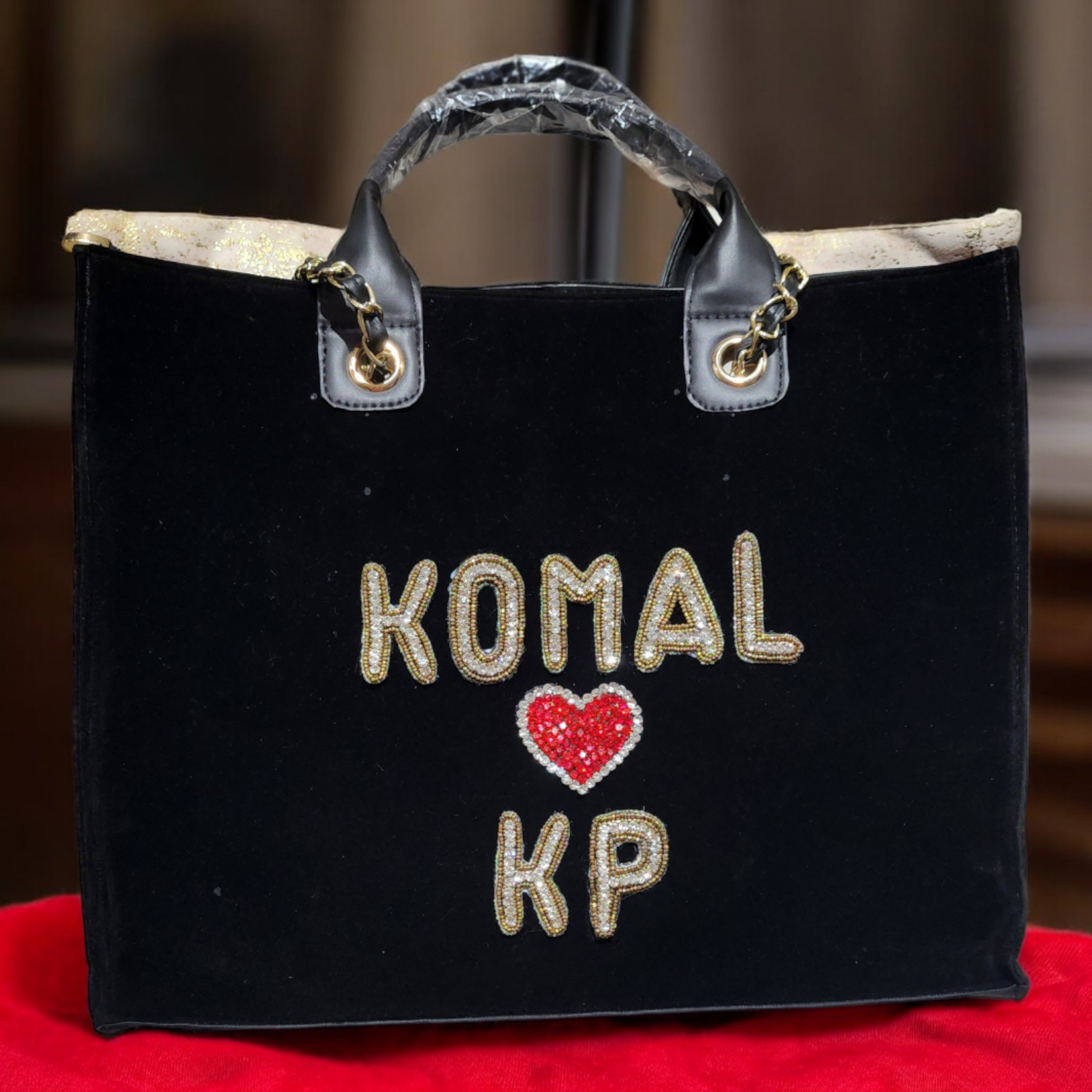 Nivel Customized Name TOTE Bags Black