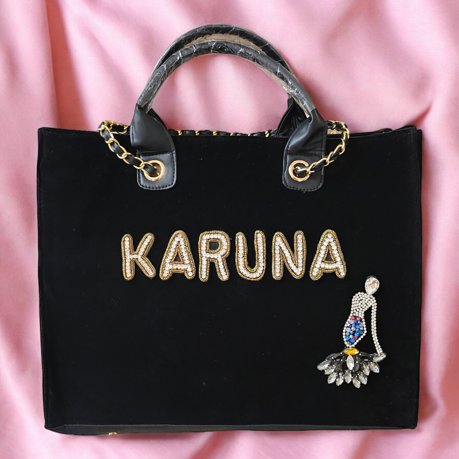 Nivel Customized Name TOTE Bags Black