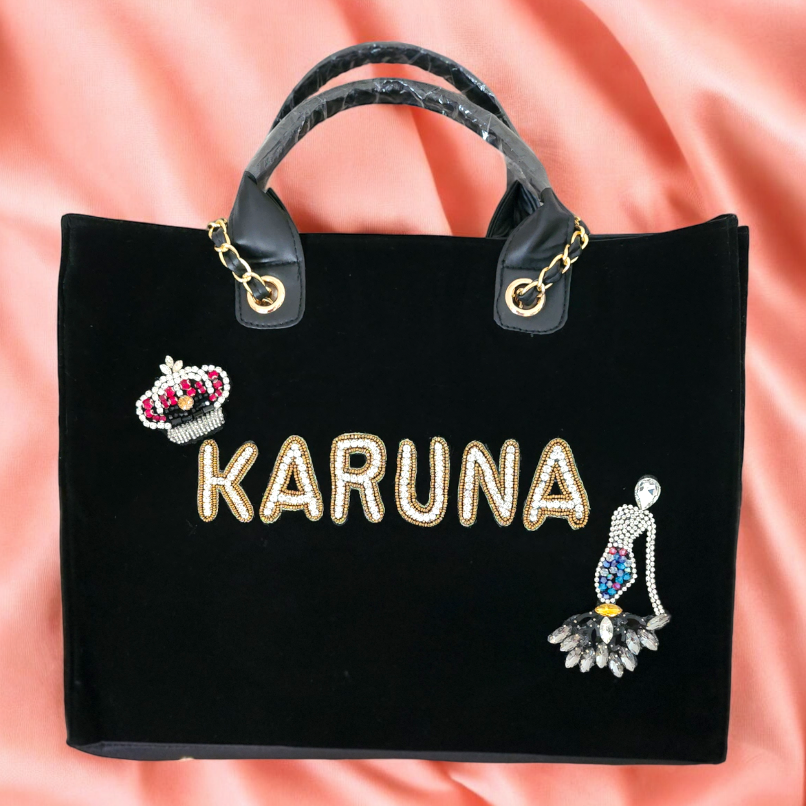 Nivel Customized Name TOTE Bags Black