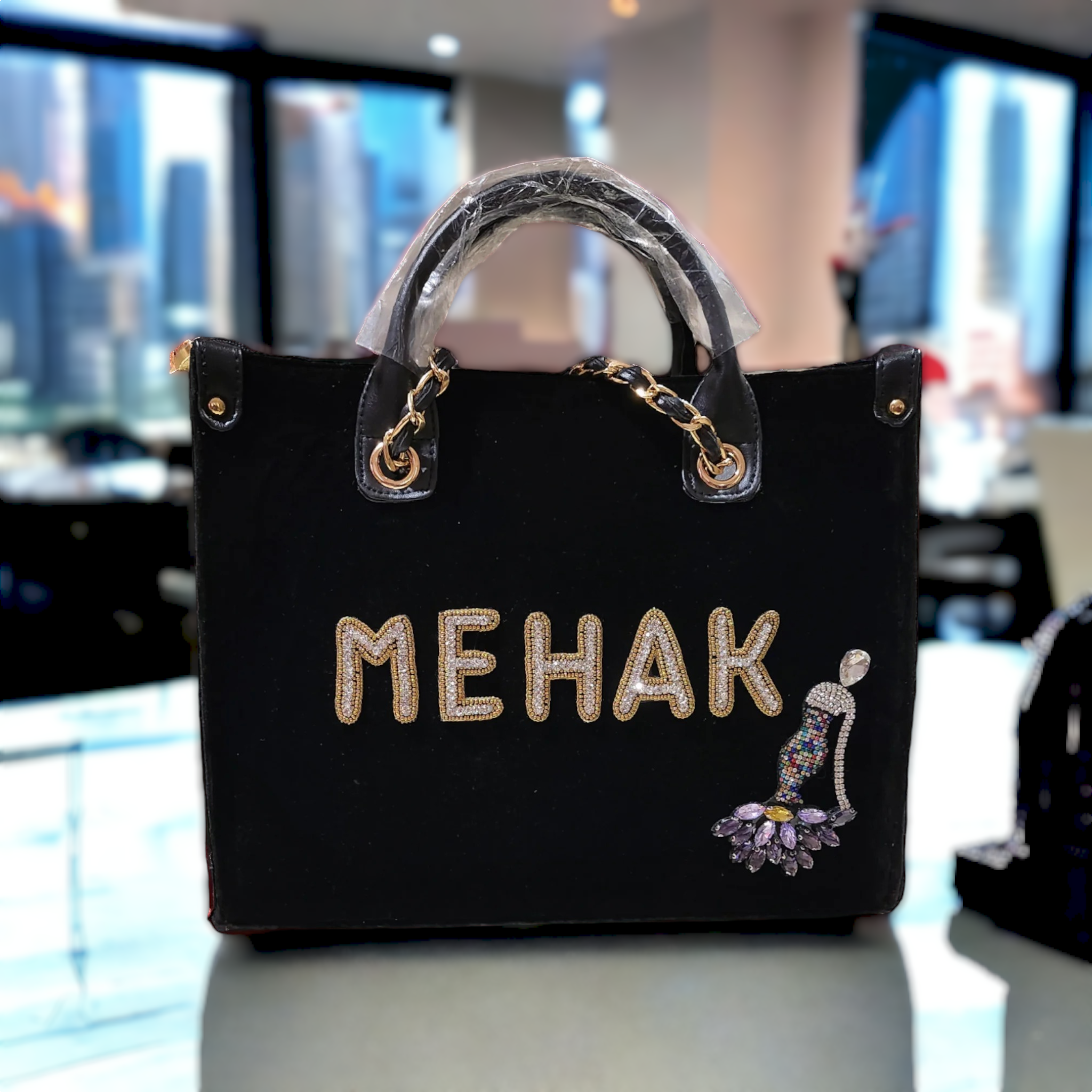 Nivel Premium Canvas Customised Tote Bag For Women (Black)