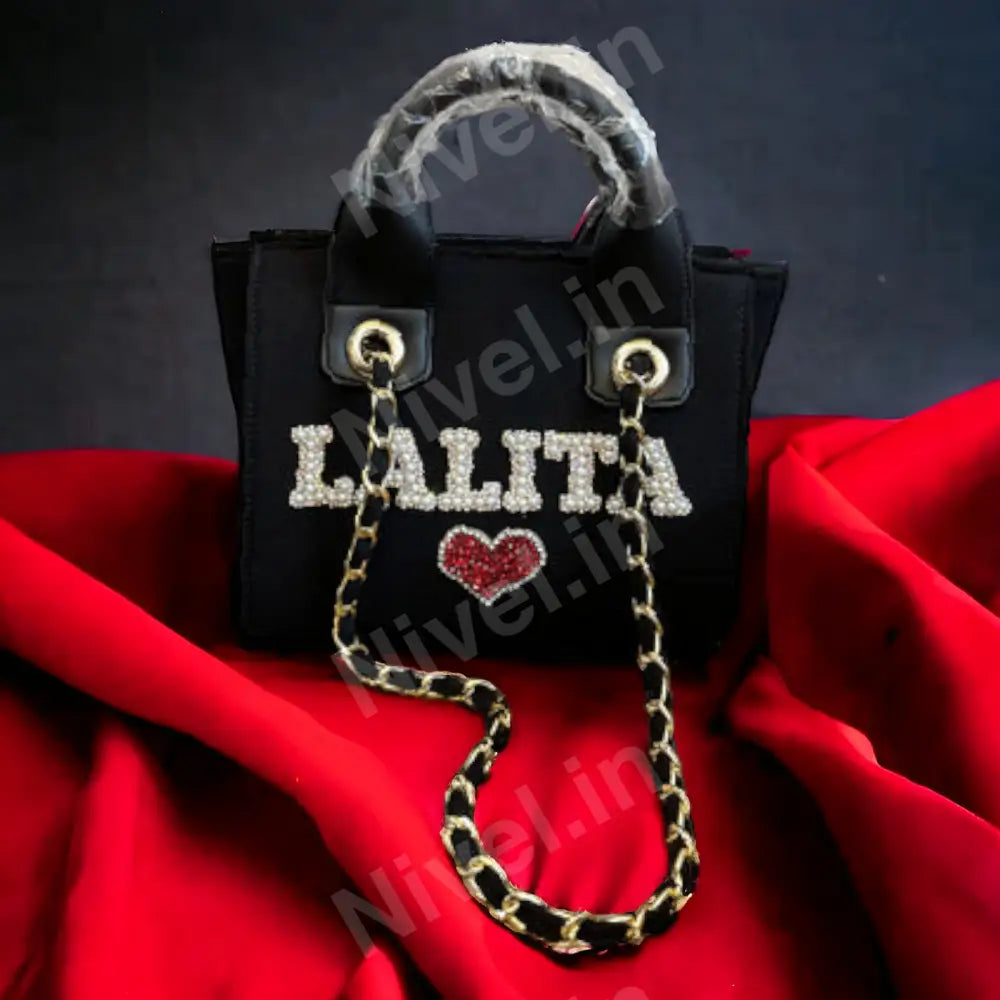 Black Canvas Premium Tote Customised Bag For Women