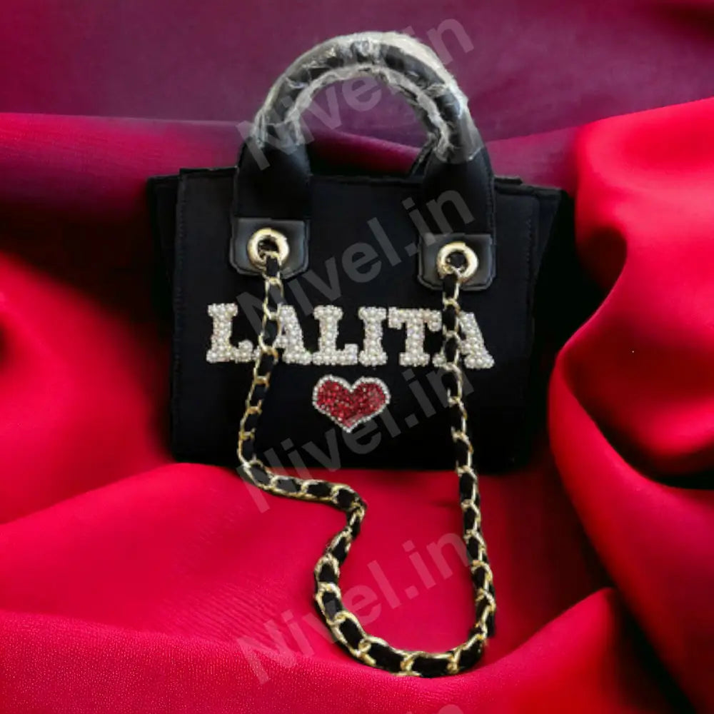 Black Canvas Premium Tote Customised Bag For Women