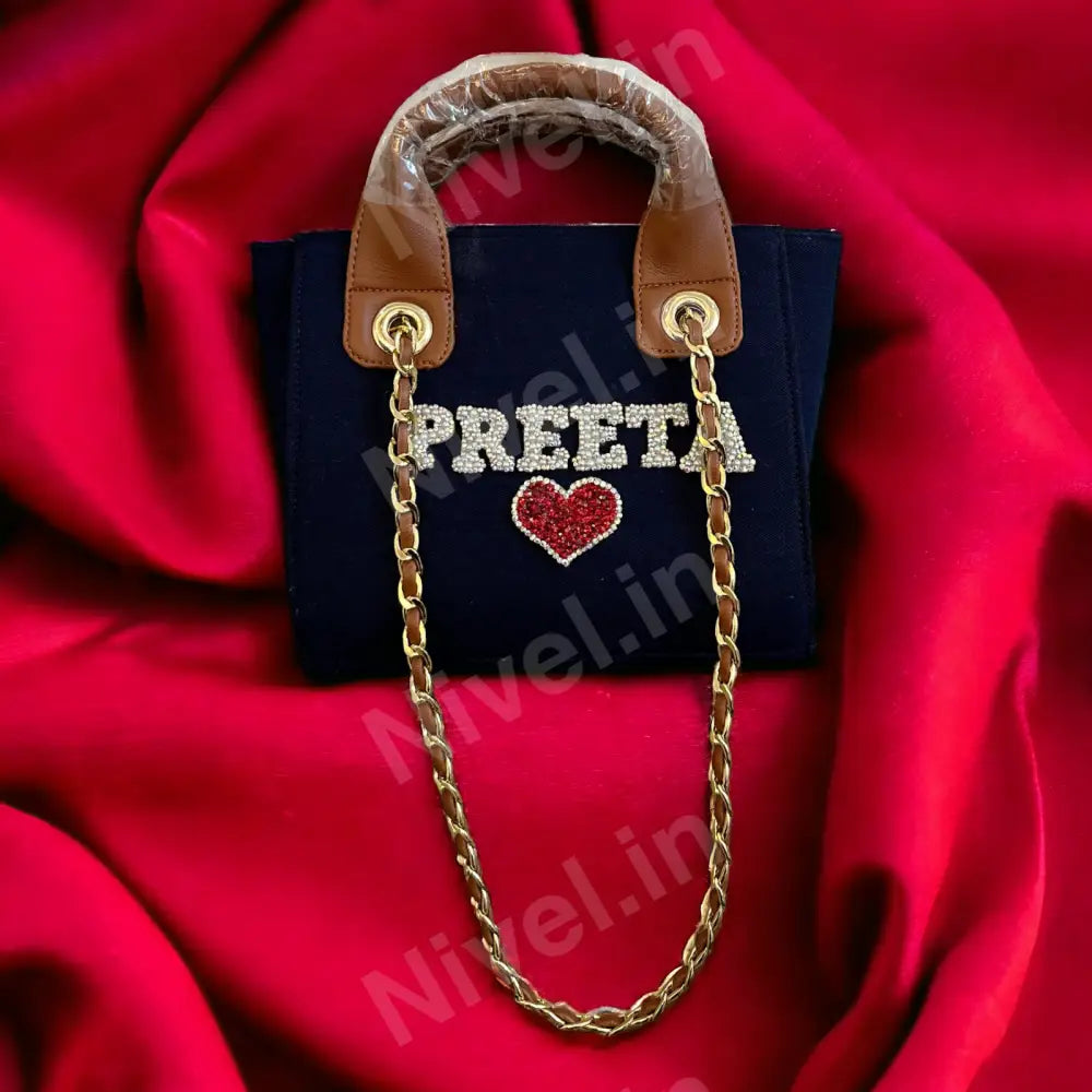 Nivel Navy Blue Mini Customised Scarlet Tote Bag For Women