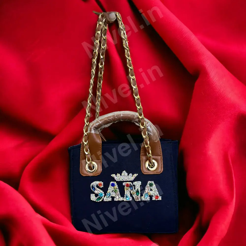 Nivel Navy Blue Mini Customised Scarlet Tote Bag For Women