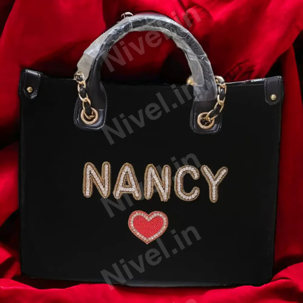 Nivel Premium Canvas Customised Tote Bag For Women (Black)