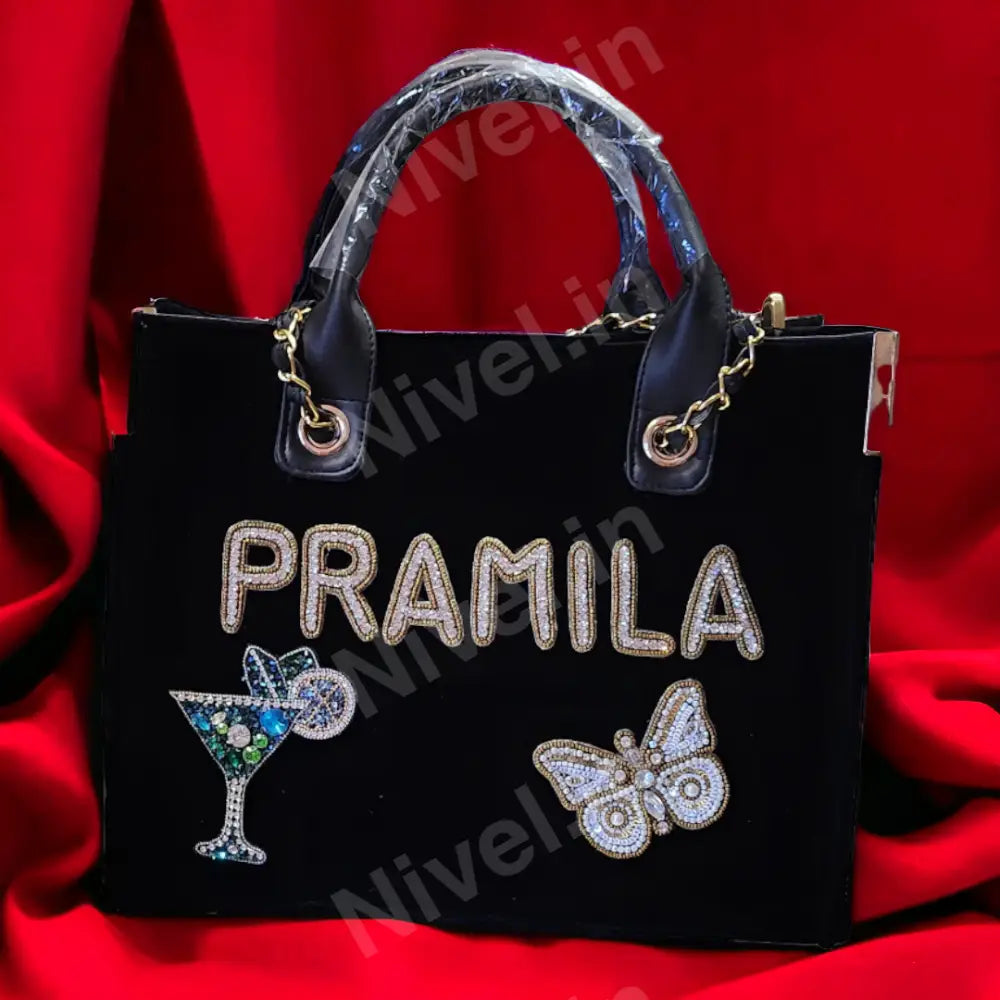 Nivel Premium Canvas Customised Tote Bag For Women (Black)