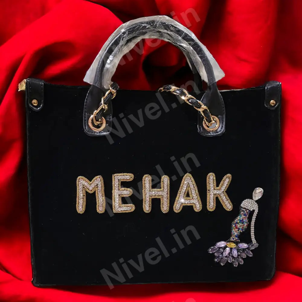 Nivel Premium Canvas Customised Tote Bag For Women (Black)