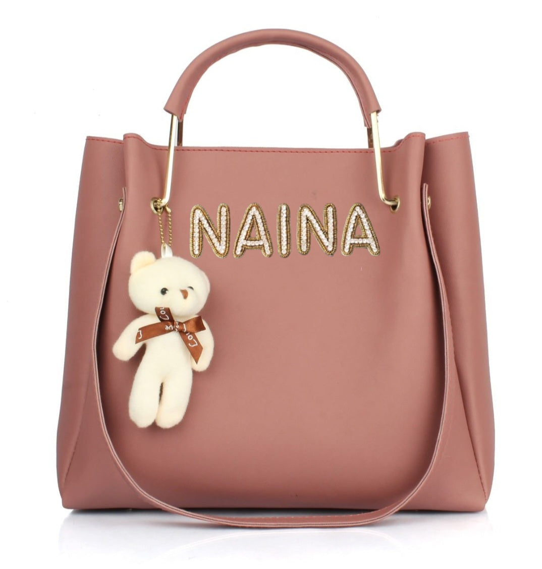 Nivel Customized Name Bag Pink Shade for women's
