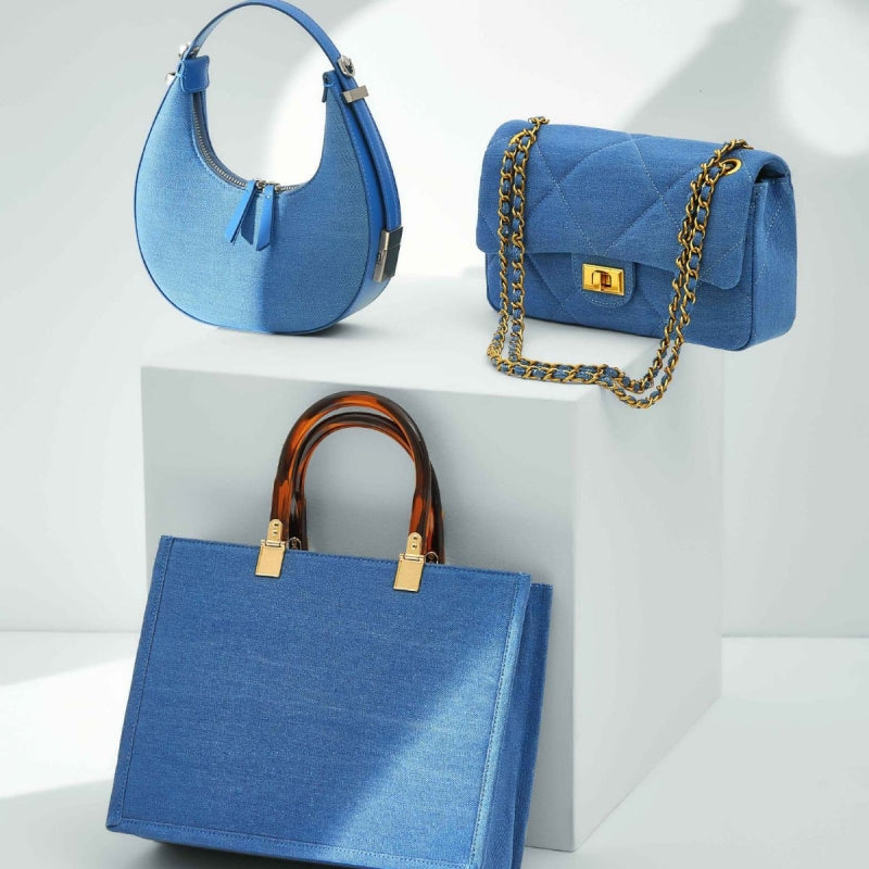 Nivel Blue Denim Tote Bag For Women