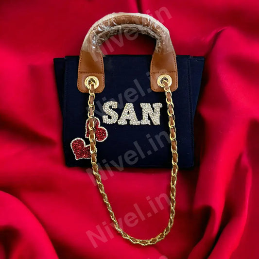 Nivel Navy Blue Mini Customised Scarlet Tote Bag For Women